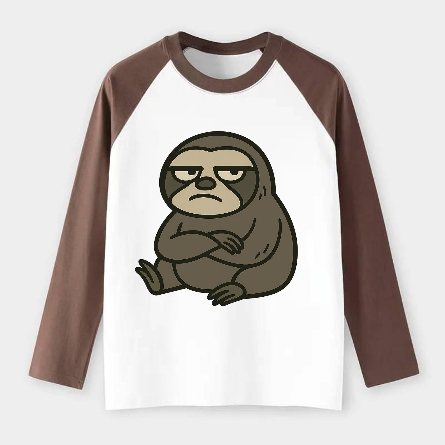 The Sloth Judging Silently - Raglan Long Sleeve T-Shirt - Coffee