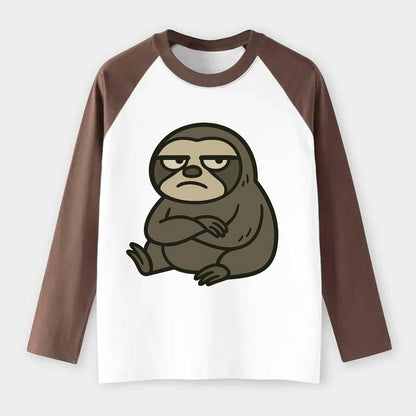 The Sloth Judging Silently - Raglan Long Sleeve T-Shirt - Coffee