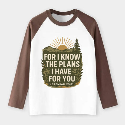 Jeremiah 29:11 Sunrise - Raglan Long Sleeve T-Shirt - Coffee
