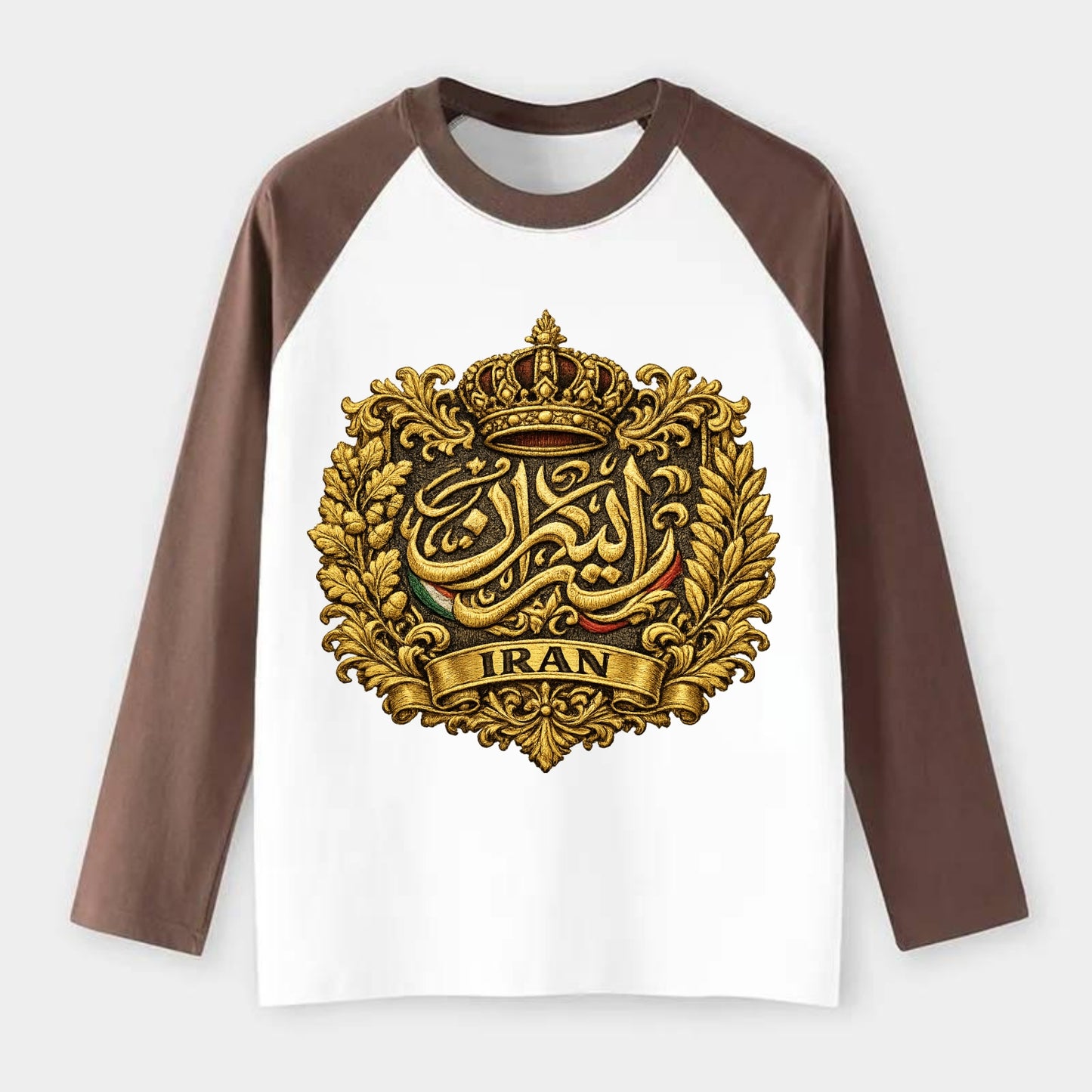 Iran Persian Calligraphy Crest - Raglan Long Sleeve T-Shirt - Coffee
