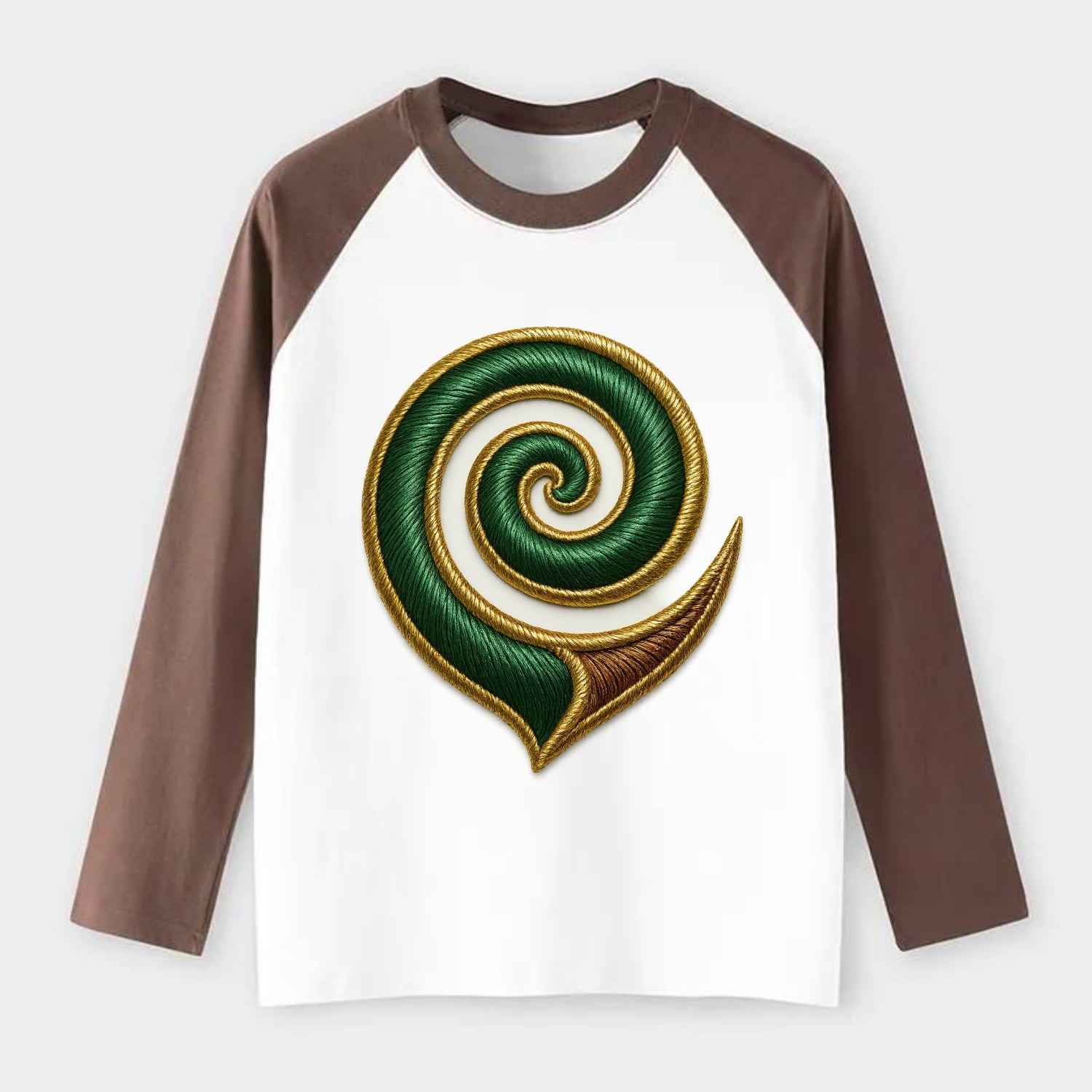 Maori Koru  - Raglan Long Sleeve T-Shirt - Coffee