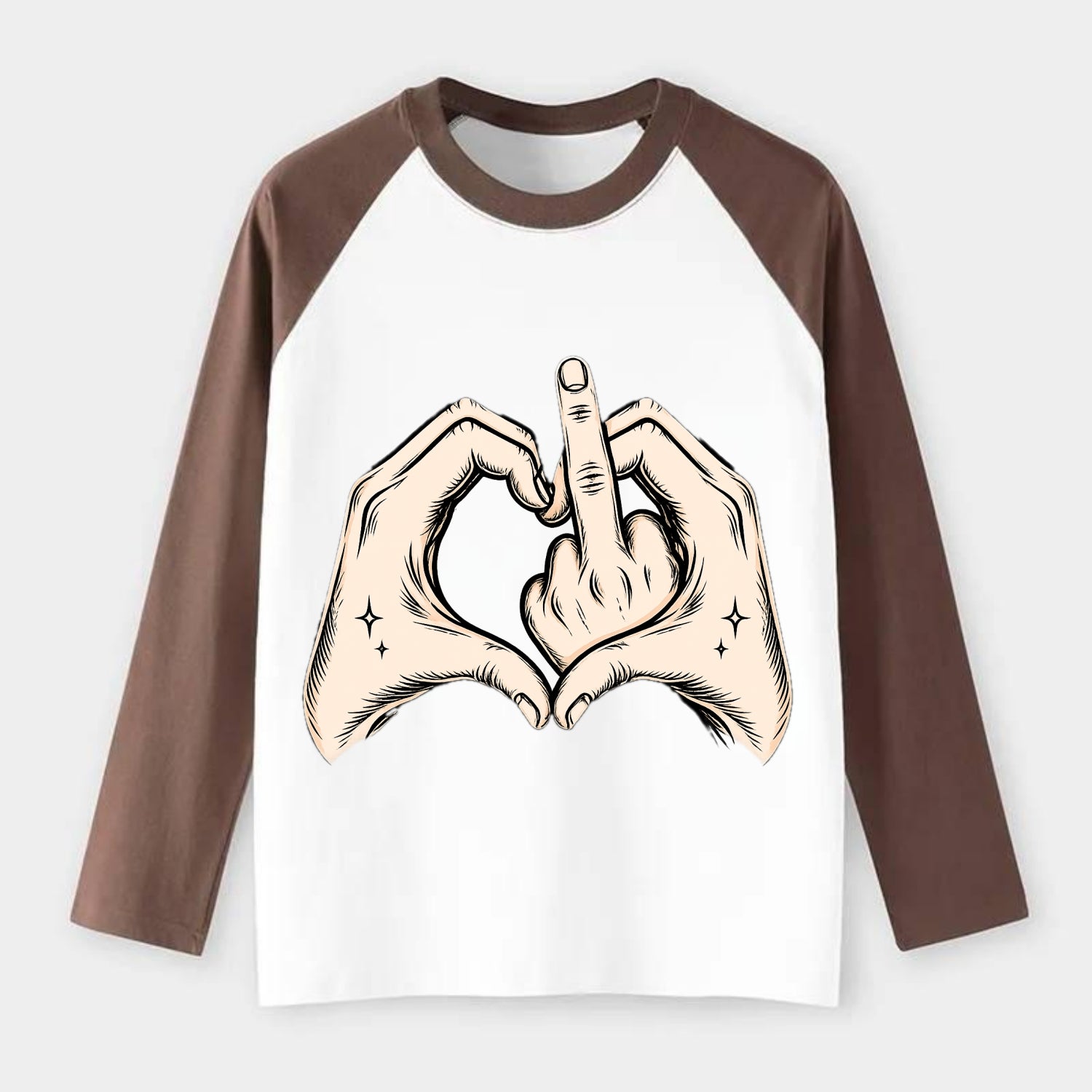 Love You Symbol - Raglan Long Sleeve T-Shirt - Coffee