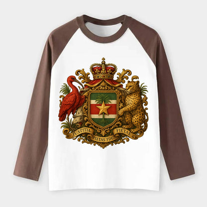 Suriname Star Emblem  - Raglan Long Sleeve T-Shirt - Coffee