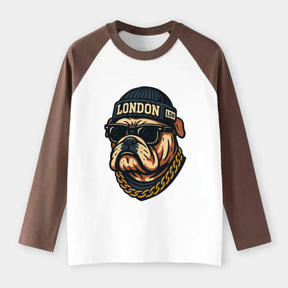 London Bulldog - Raglan Long Sleeve T-Shirt - Coffee