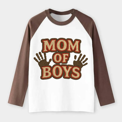 Mom Of Boys  - Raglan Long Sleeve T-Shirt - Coffee