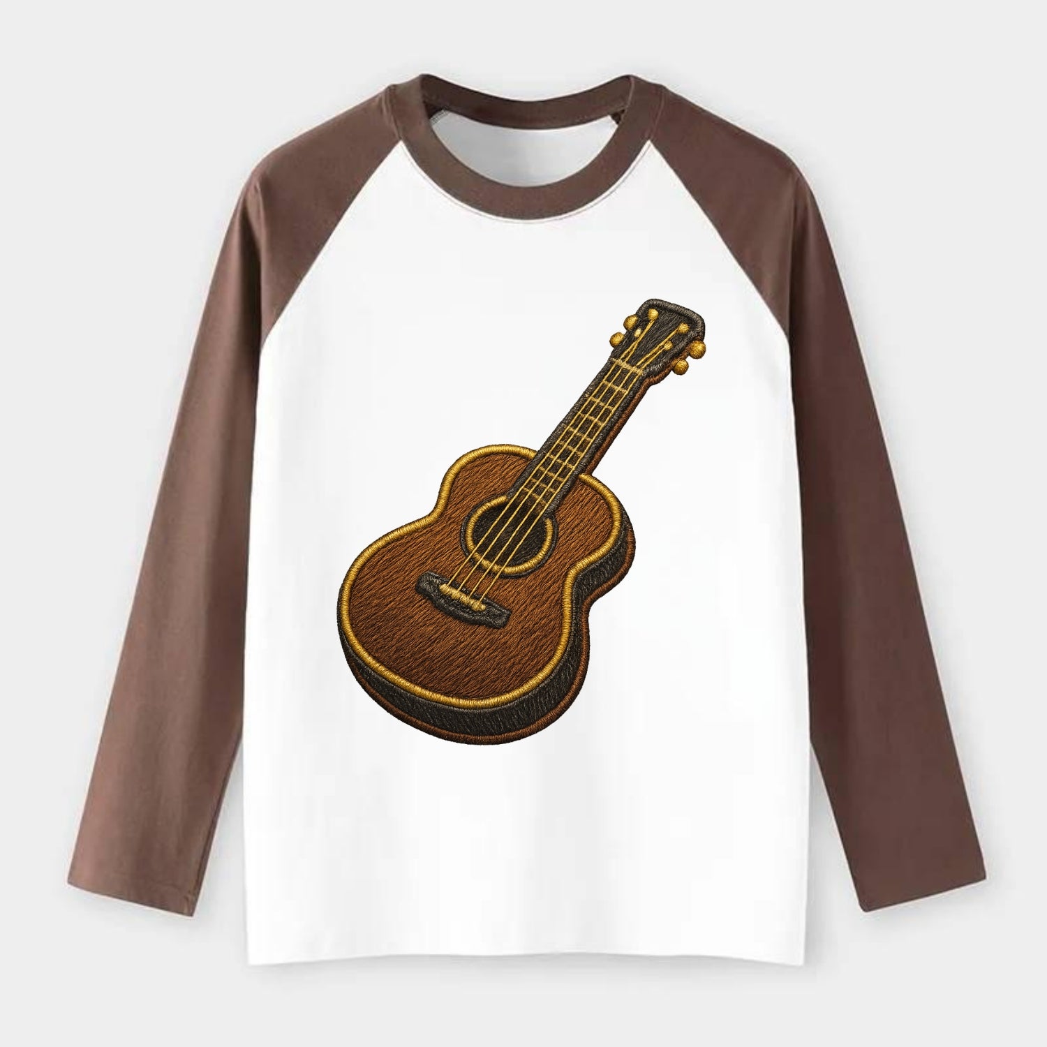 Vintage Guitar  - Raglan Long Sleeve T-Shirt - Coffee