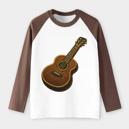 Vintage Guitar  - Raglan Long Sleeve T-Shirt - Coffee