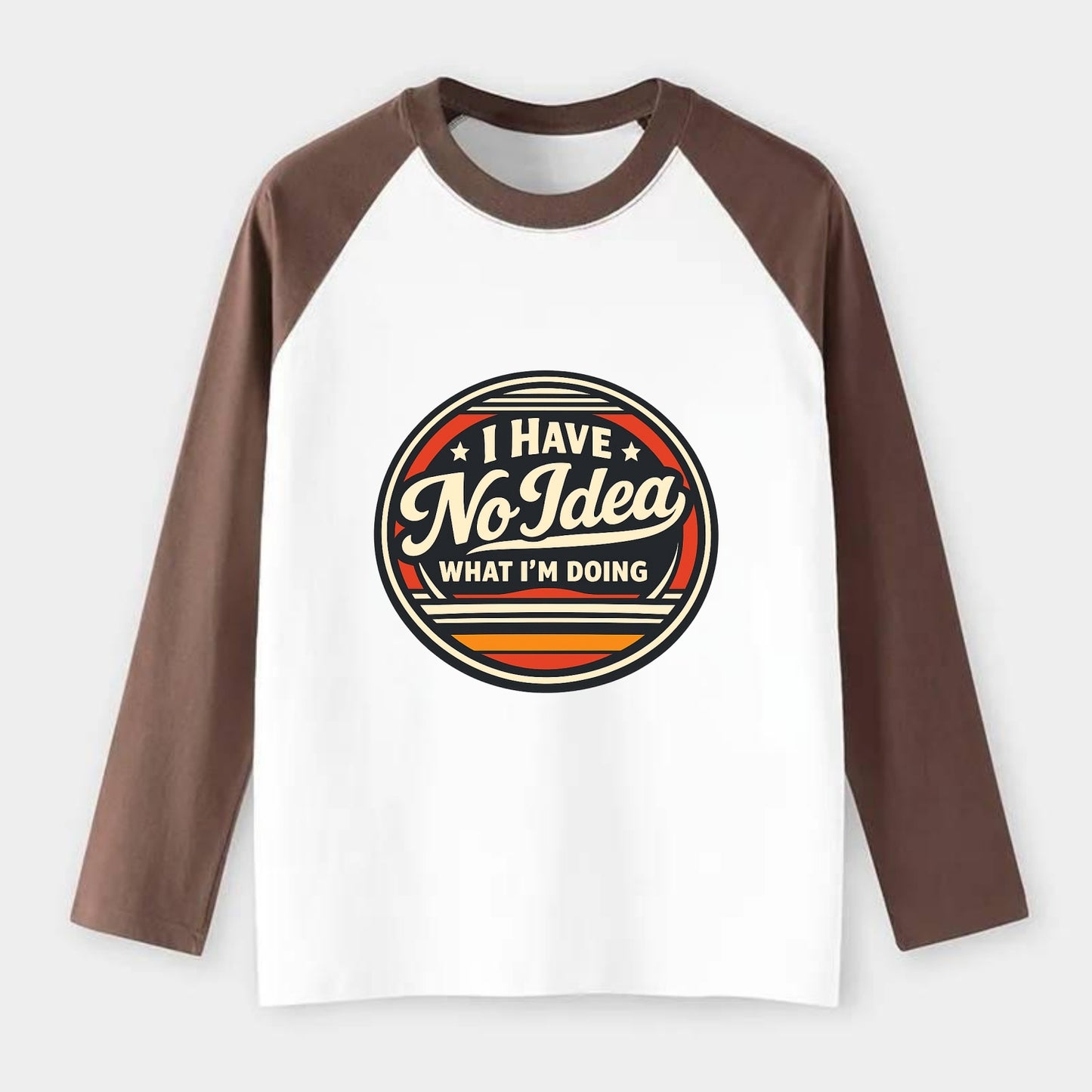 Confidently Clueless Emblem - Raglan Long Sleeve T-Shirt - Coffee