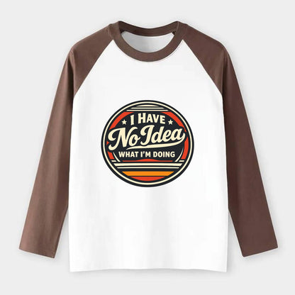 Confidently Clueless Emblem - Raglan Long Sleeve T-Shirt - Coffee