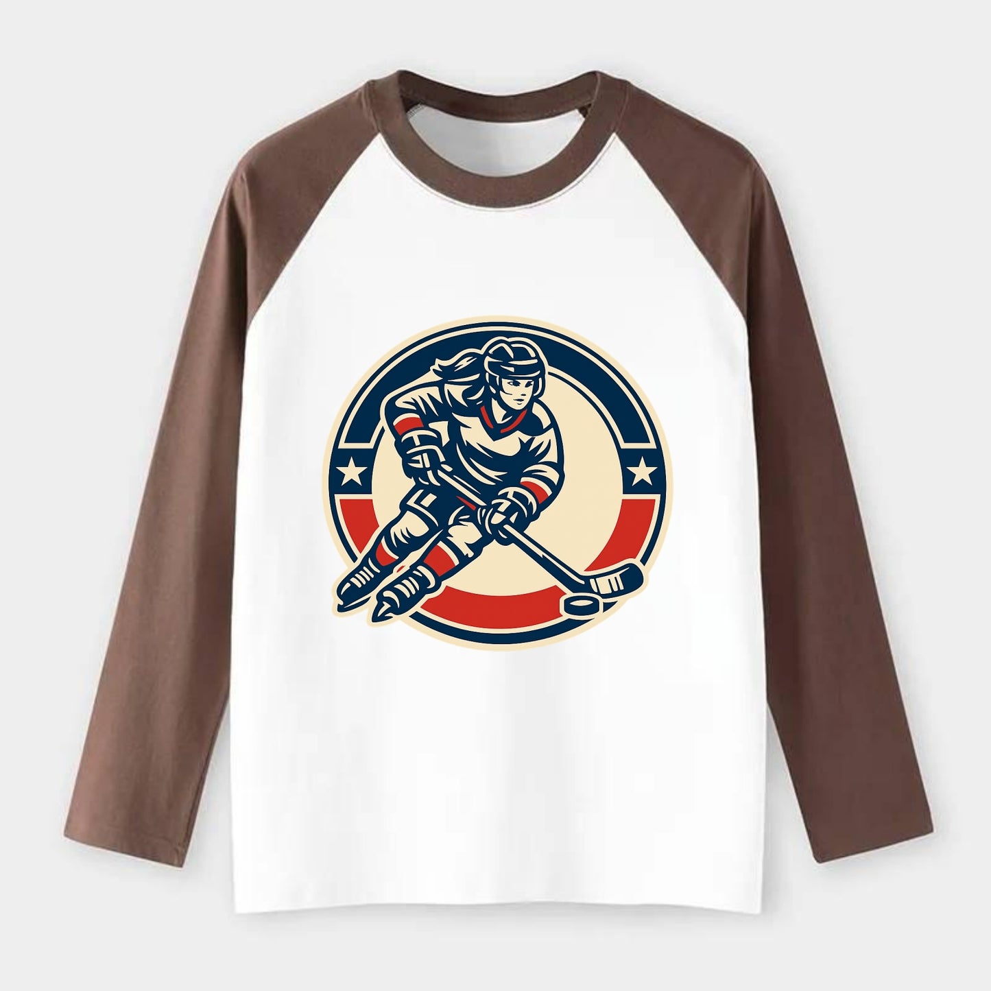 Fearless Ice Warrior - Raglan Long Sleeve T-Shirt - Coffee