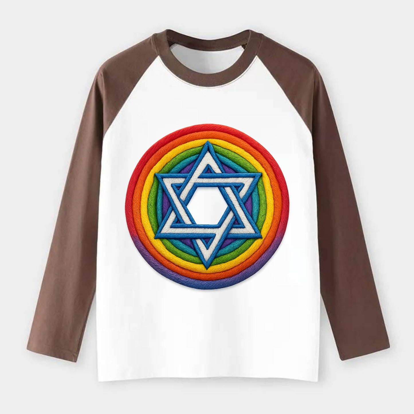 Star of David  - Raglan Long Sleeve T-Shirt - Coffee