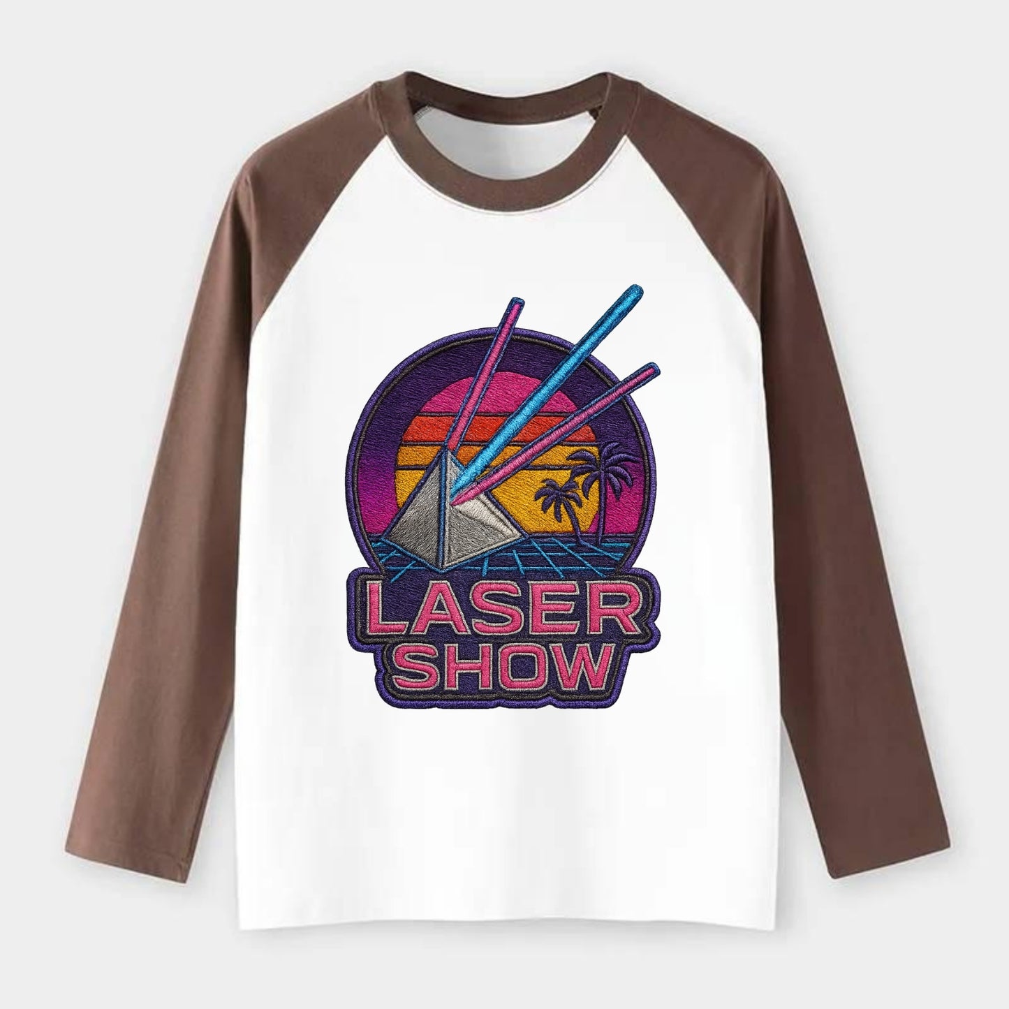 Laser Show - Raglan Long Sleeve T-Shirt - Coffee