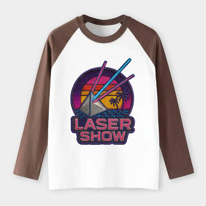 Laser Show - Raglan Long Sleeve T-Shirt - Coffee