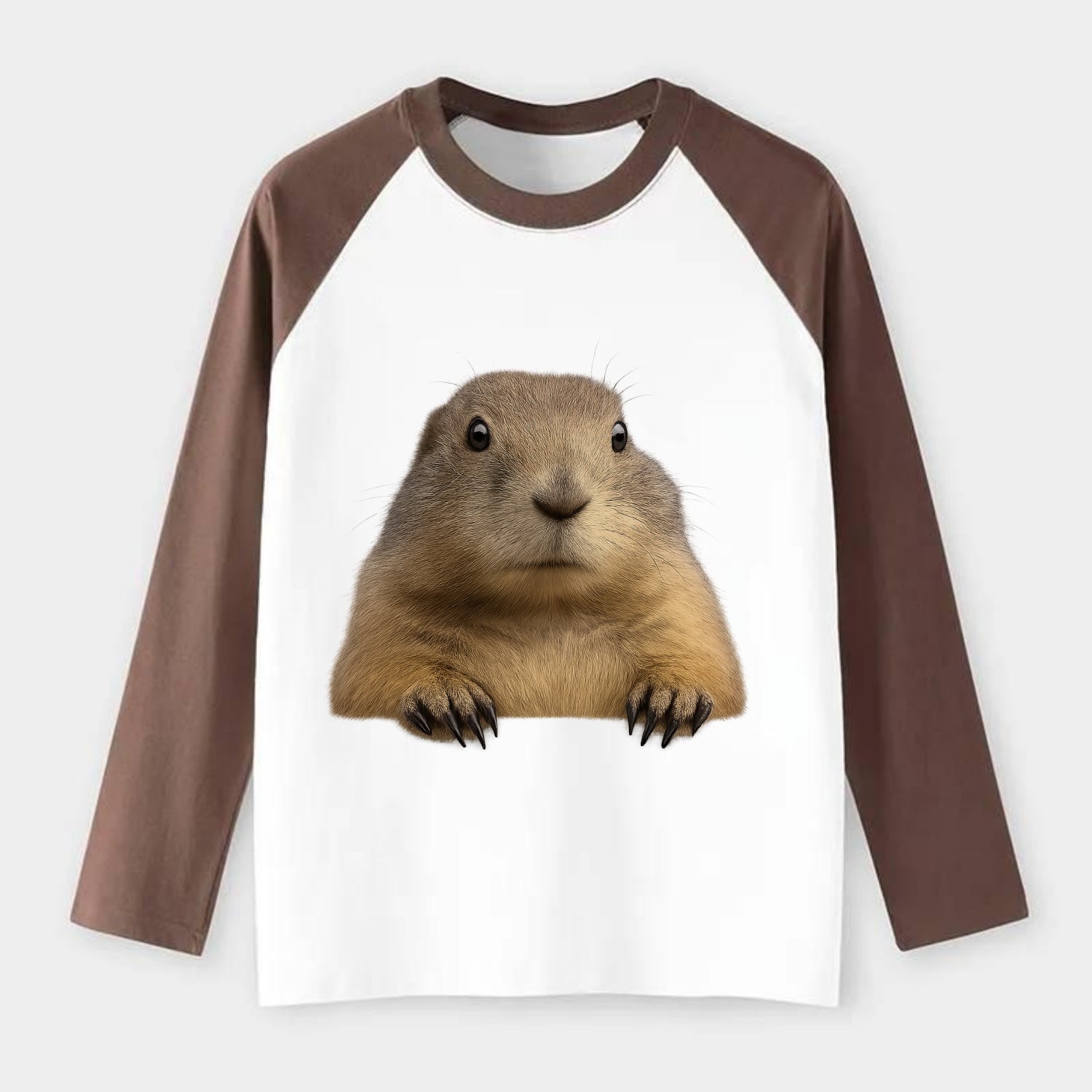 Prairie Dog  - Raglan Long Sleeve T-Shirt - Coffee