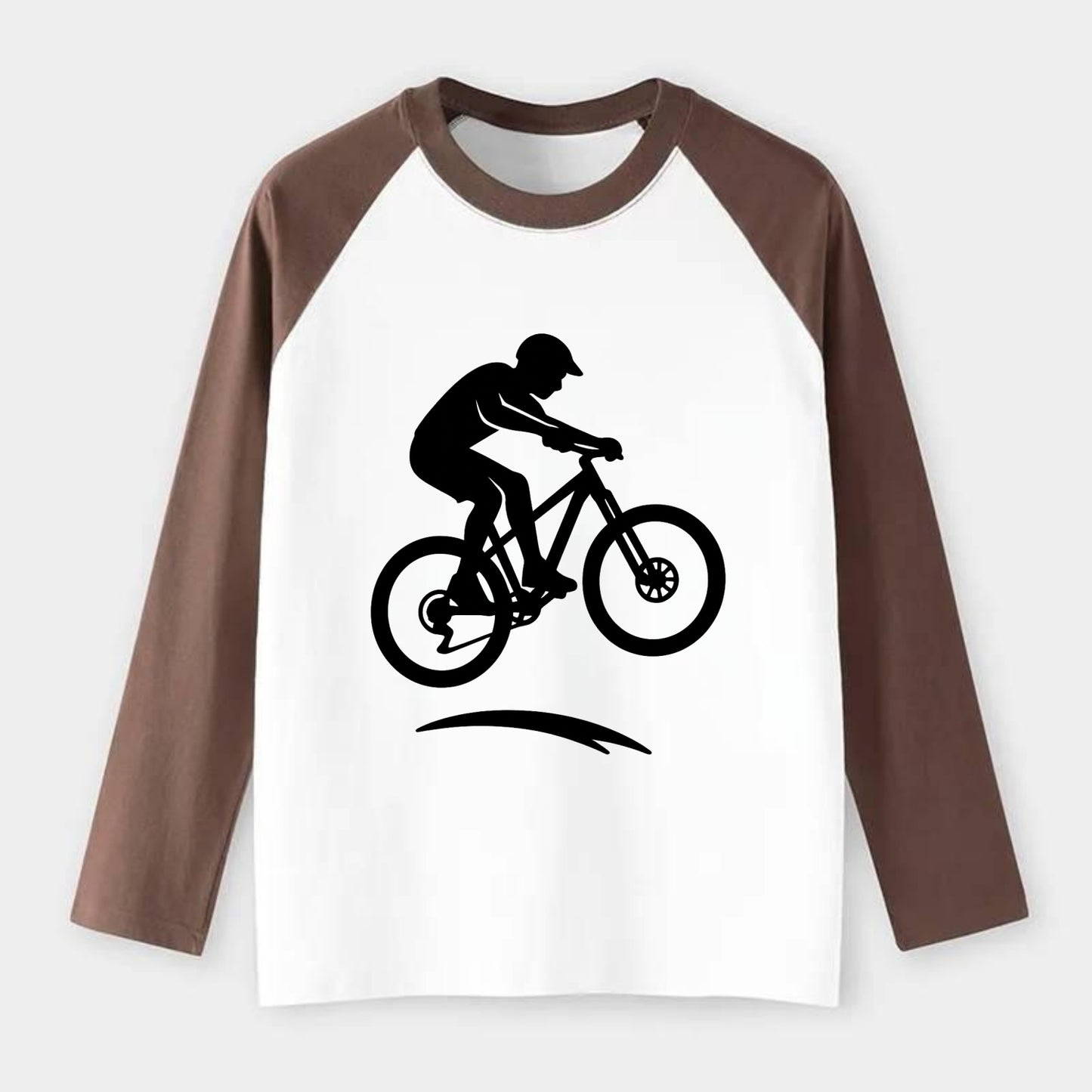 Mountain biker catching air - Raglan Long Sleeve T-Shirt - Coffee