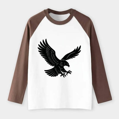 Eagle soaring with wings spread - Raglan Long Sleeve T-Shirt - Coffee