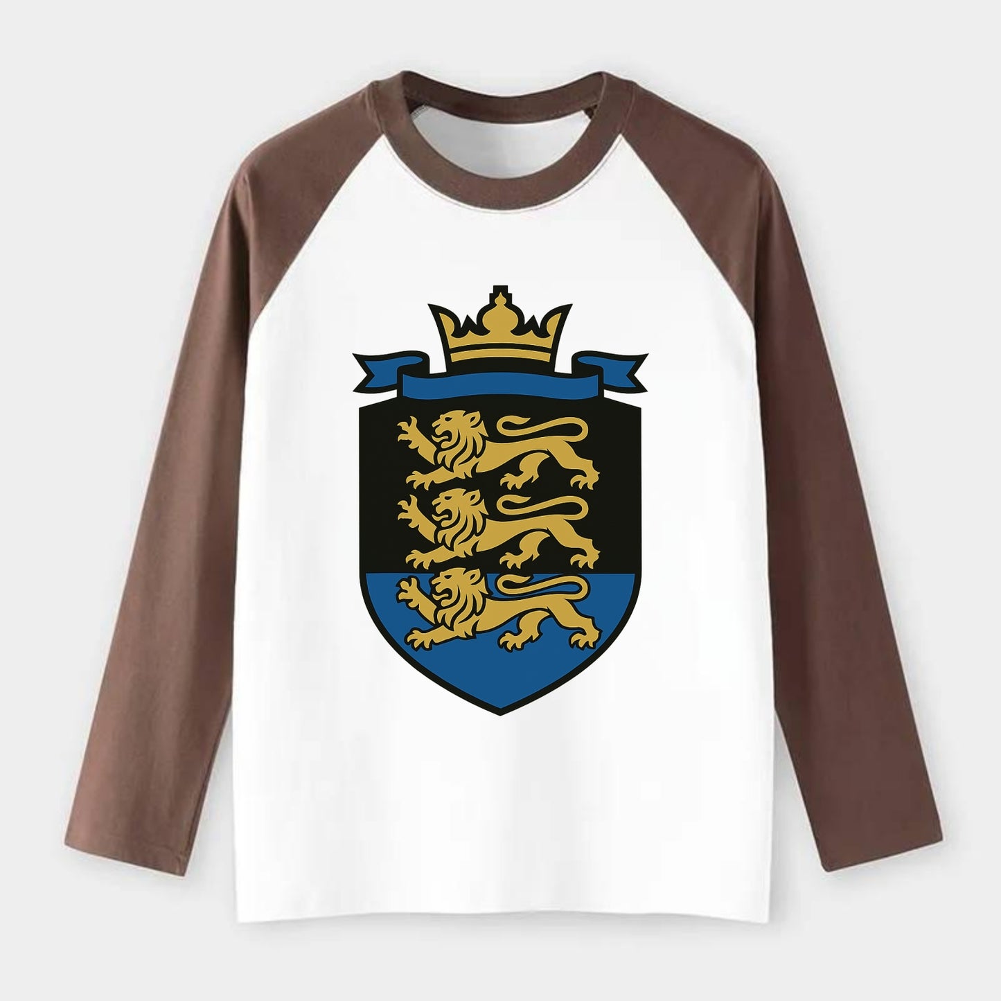 Estonia Royal Logo  - Raglan Long Sleeve T-Shirt - Coffee