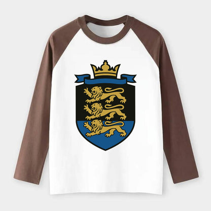 Estonia Royal Logo  - Raglan Long Sleeve T-Shirt - Coffee