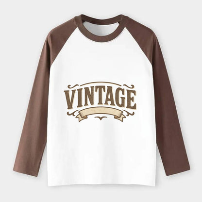 Bold typography design - "CENTERED" - aligned, focused, balanced within - Raglan Long Sleeve T-Shirt - Coffee