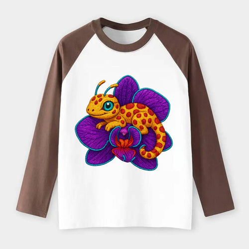 Leopard Orchid - Raglan Long Sleeve T-Shirt