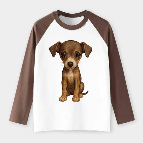 Baby Italian Greyhound Puppy - sleek tiny body, long legs, gentle - Raglan Long Sleeve T-Shirt