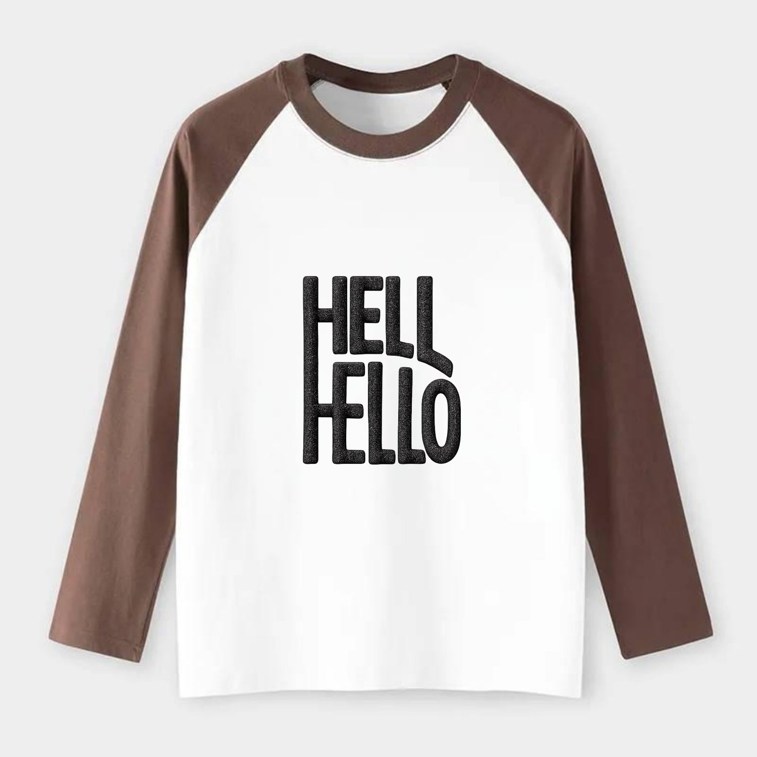 HELL;HELLO BEAUTIFUL Floral Print Hat - Raglan Long Sleeve T-Shirt - Coffee