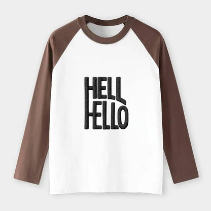 HELL;HELLO BEAUTIFUL Floral Print Hat - Raglan Long Sleeve T-Shirt - Coffee