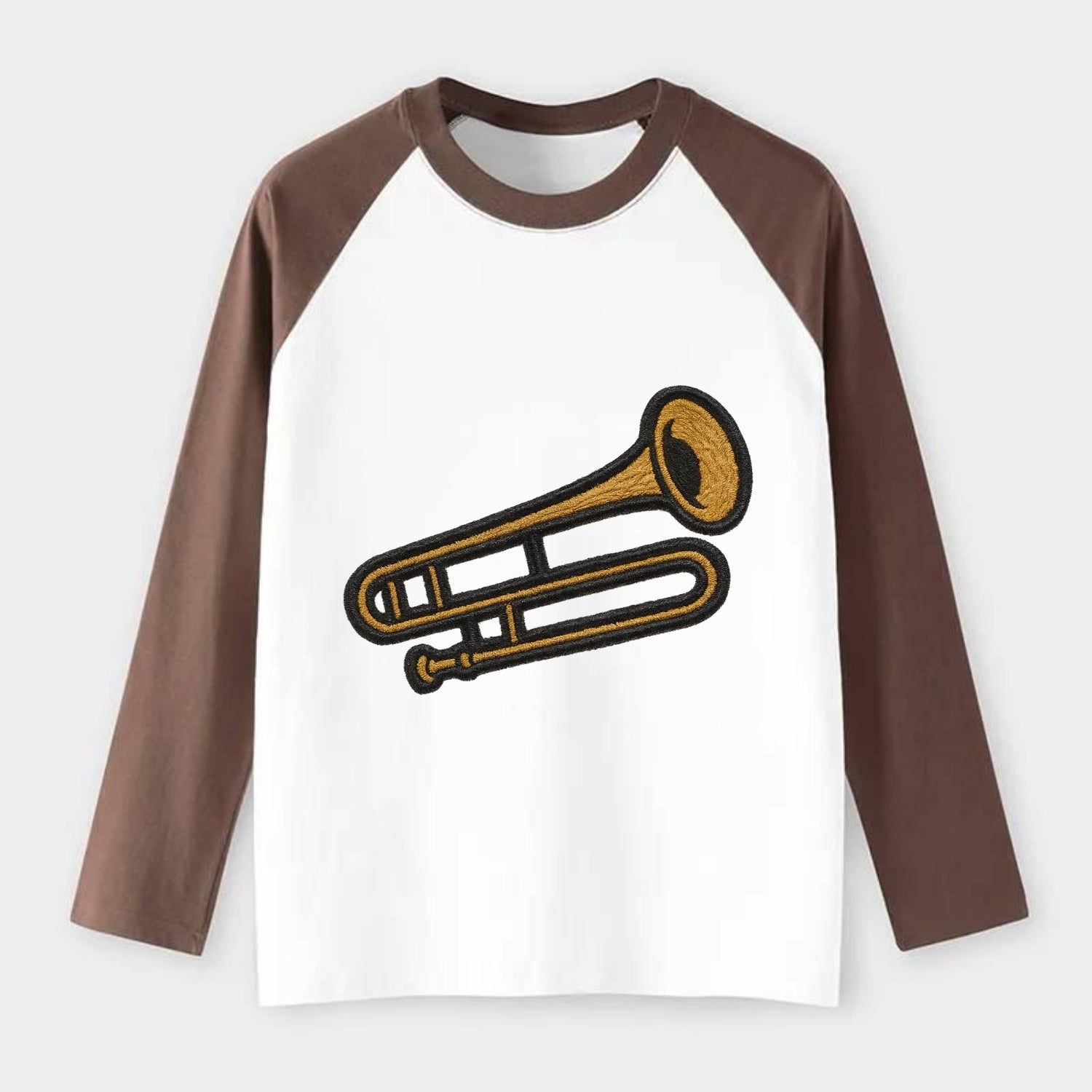 Trombone  - Raglan Long Sleeve T-Shirt - Coffee