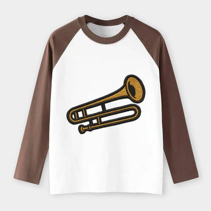 Trombone  - Raglan Long Sleeve T-Shirt - Coffee