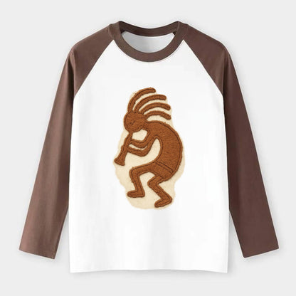 Kokopelli  - Raglan Long Sleeve T-Shirt - Coffee