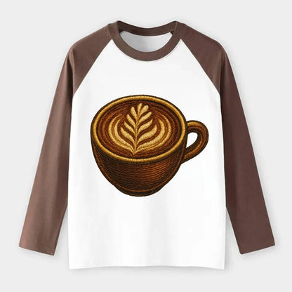Latte Art  - Raglan Long Sleeve T-Shirt - Coffee