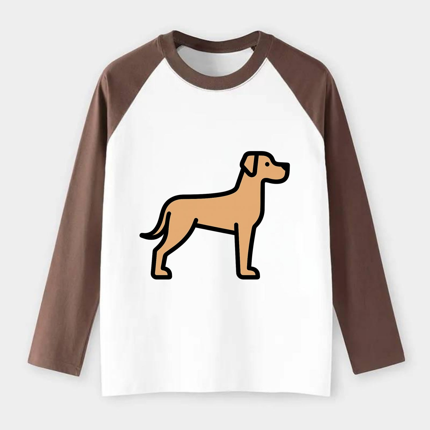 Great Dane - Fawn colored flat side profile - Raglan Long Sleeve T-Shirt - Coffee