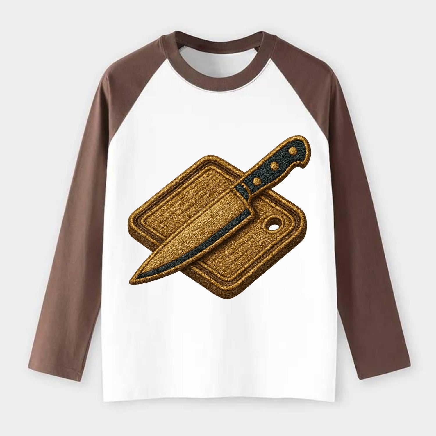 Chef knife with cutting board - culinary enthusiast - Raglan Long Sleeve T-Shirt - Coffee