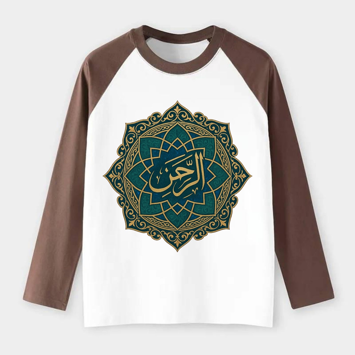 Ar-Rahman Geometric - Raglan Long Sleeve T-Shirt - Coffee
