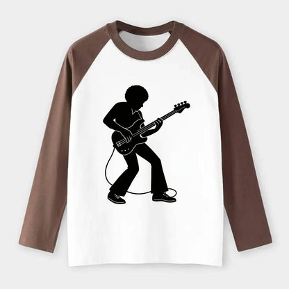 Bass guitarist slap technique - Raglan Long Sleeve T-Shirt - Coffee