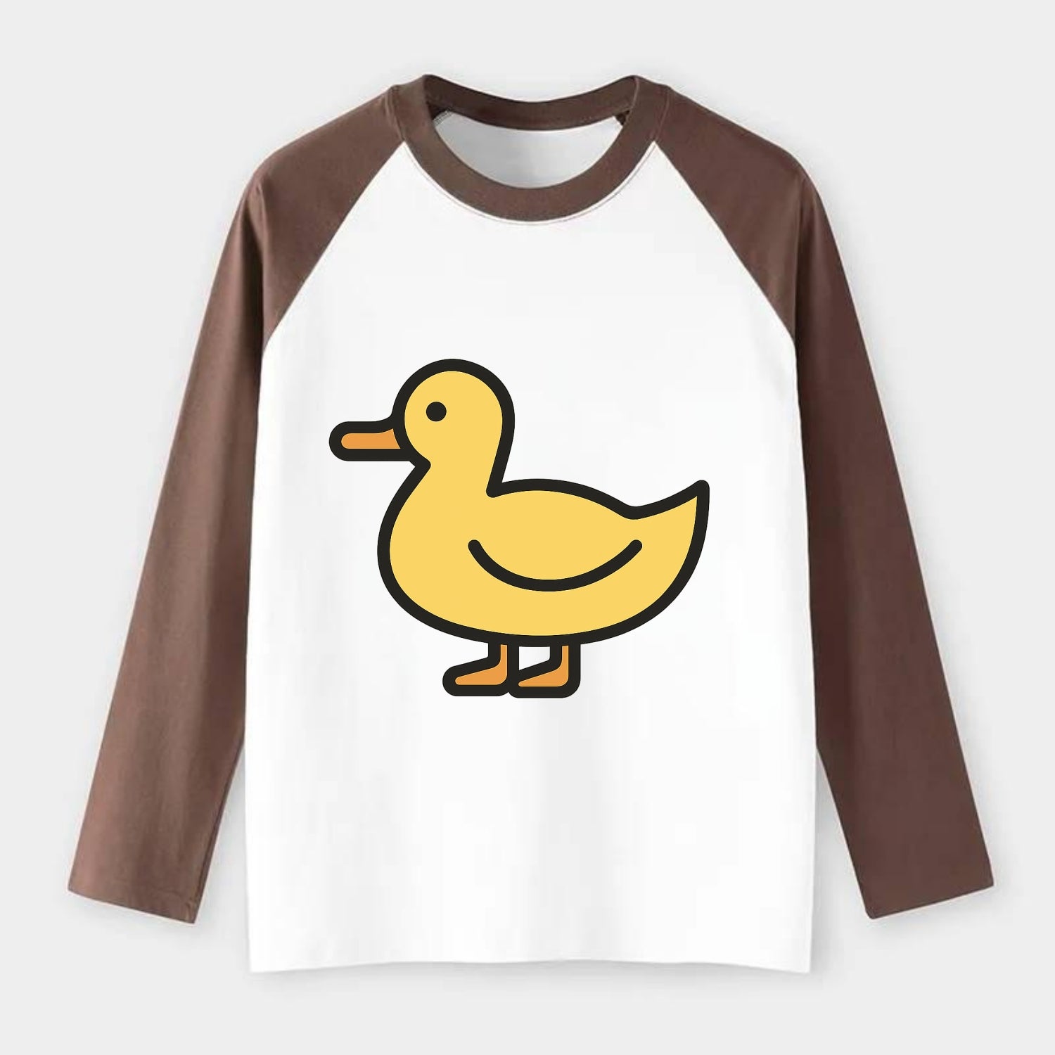 Duck - Yellow mallard flat side profile - Raglan Long Sleeve T-Shirt - Coffee