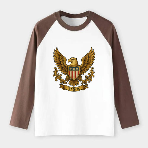 Usa Heritage Eagle 3 - Raglan Long Sleeve T-Shirt
