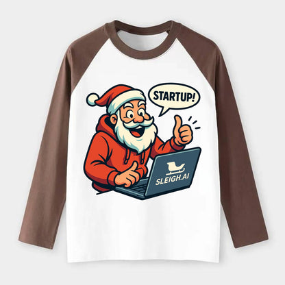 Santa Tech Startup CEO - Raglan Long Sleeve T-Shirt - Coffee