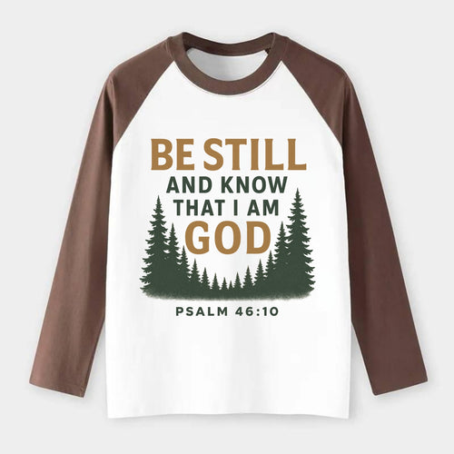 Psalm 46:10 Forest - Raglan Long Sleeve T-Shirt