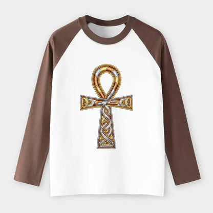 Ankh of Life - Raglan Long Sleeve T-Shirt - Coffee