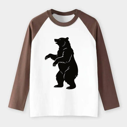 Bear standing on hind legs - Raglan Long Sleeve T-Shirt - Coffee