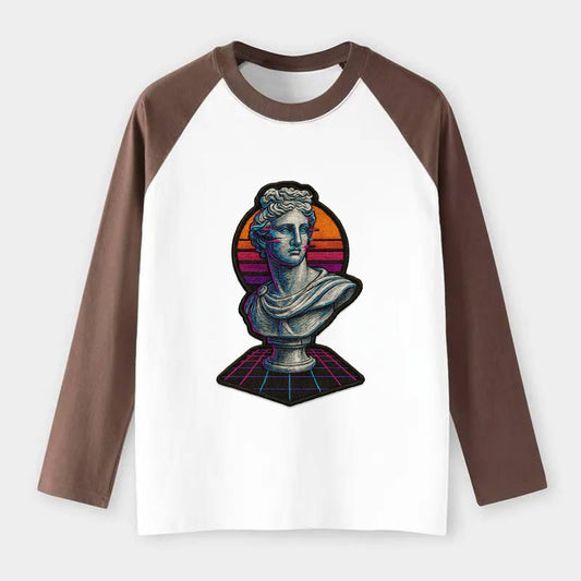 Greek Statue - Raglan Long Sleeve T-Shirt - Coffee