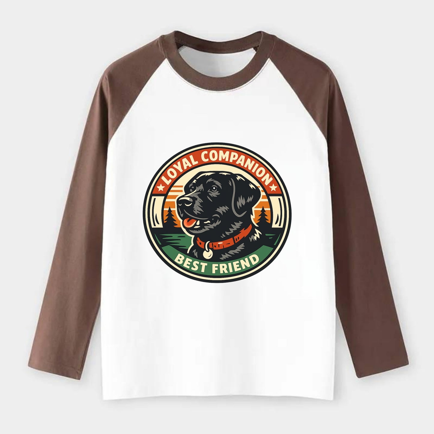 Noble Companion Emblem - Raglan Long Sleeve T-Shirt - Coffee