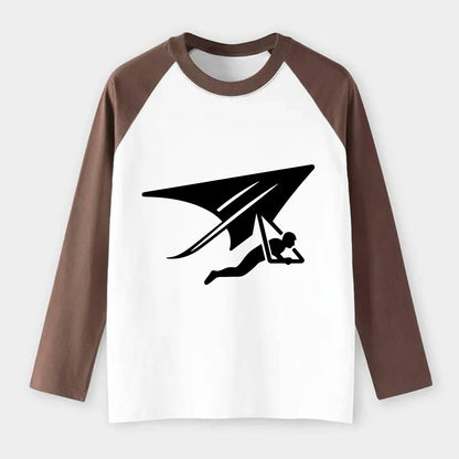 Hang glider soaring - Raglan Long Sleeve T-Shirt - Coffee