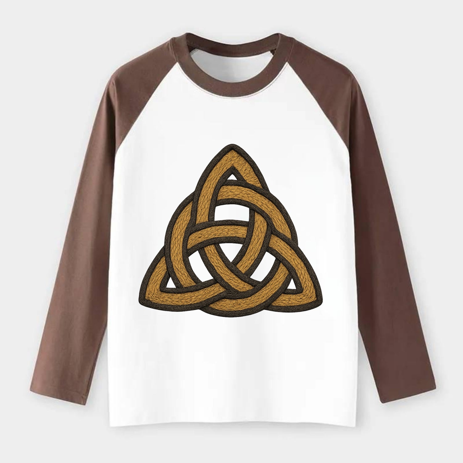 Trinity Knot  - Raglan Long Sleeve T-Shirt - Coffee