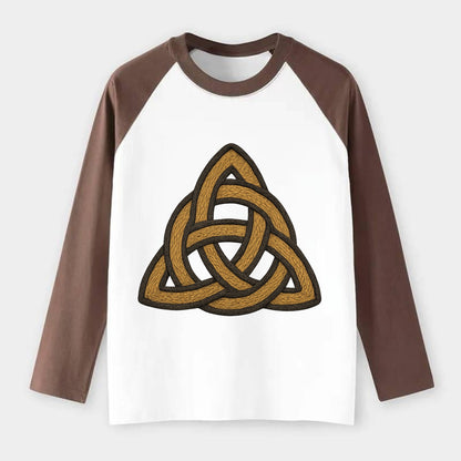 Trinity Knot  - Raglan Long Sleeve T-Shirt - Coffee