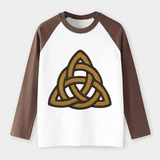 Trinity Knot  - Raglan Long Sleeve T-Shirt - Coffee