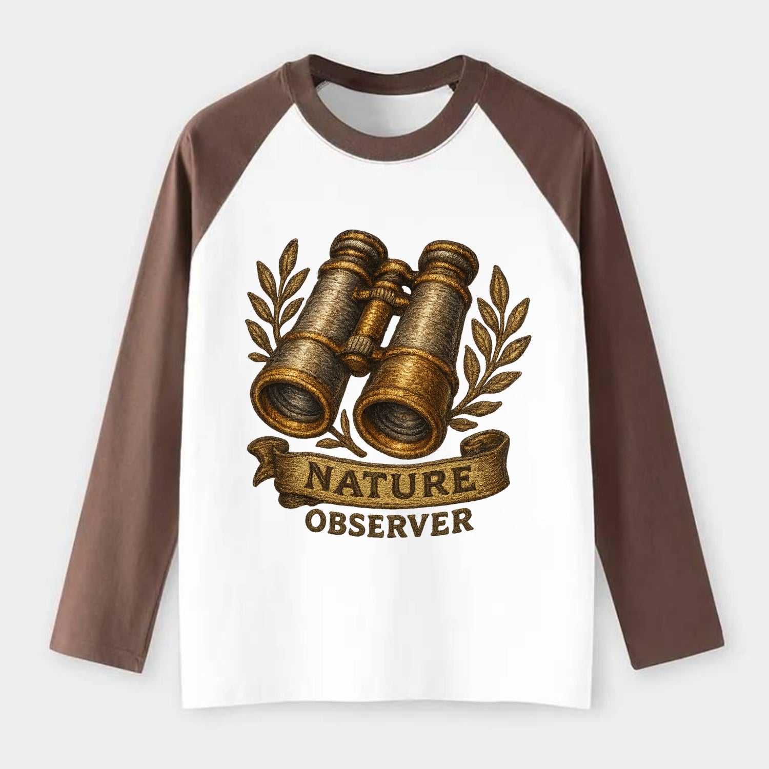 Binoculars for birdwatching - nature observer - Raglan Long Sleeve T-Shirt - Coffee