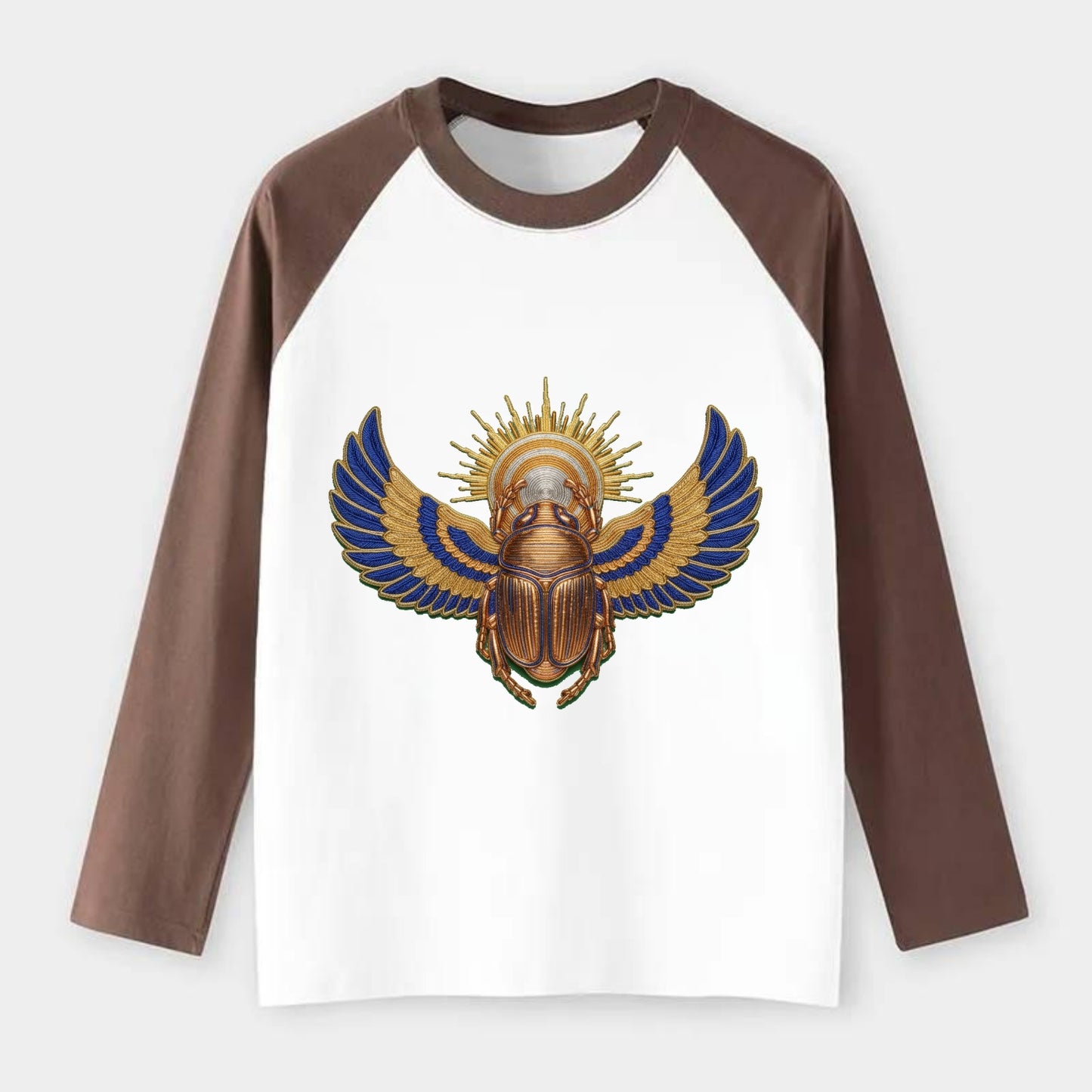 Winged Scarab - Raglan Long Sleeve T-Shirt - Coffee