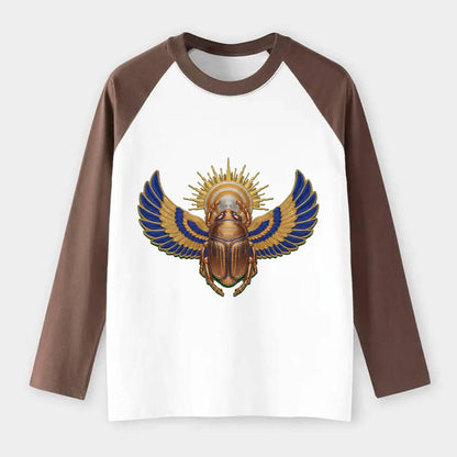 Winged Scarab - Raglan Long Sleeve T-Shirt - Coffee